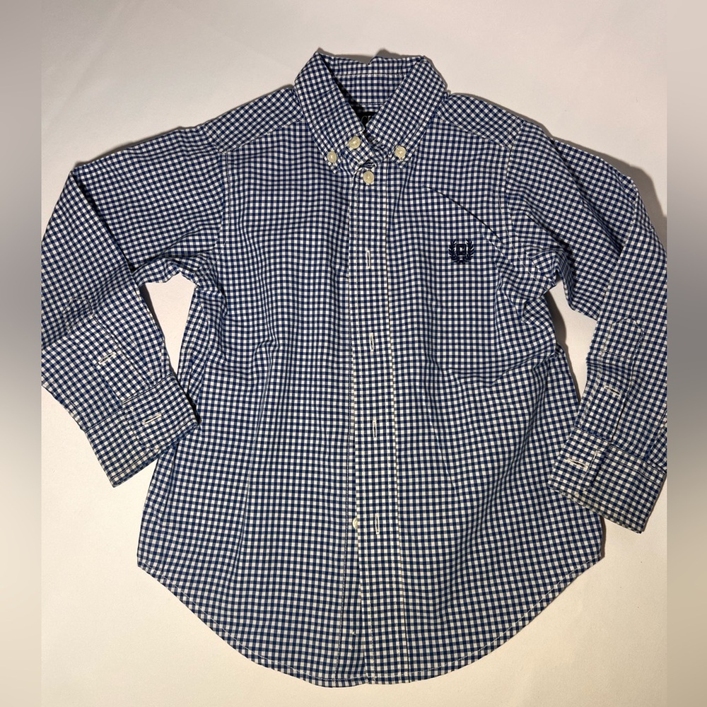 Chaps | Boys Long Sleeve Button Down | 4T | Blue/White | EUC